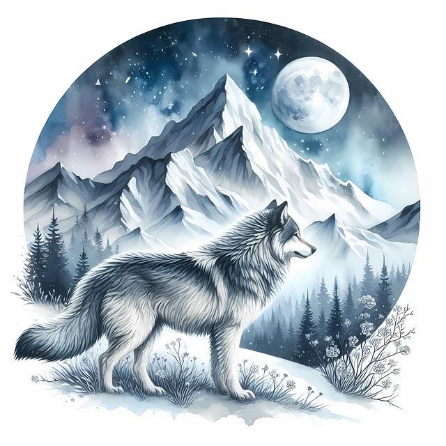 Free ai generated wolf winter illustration