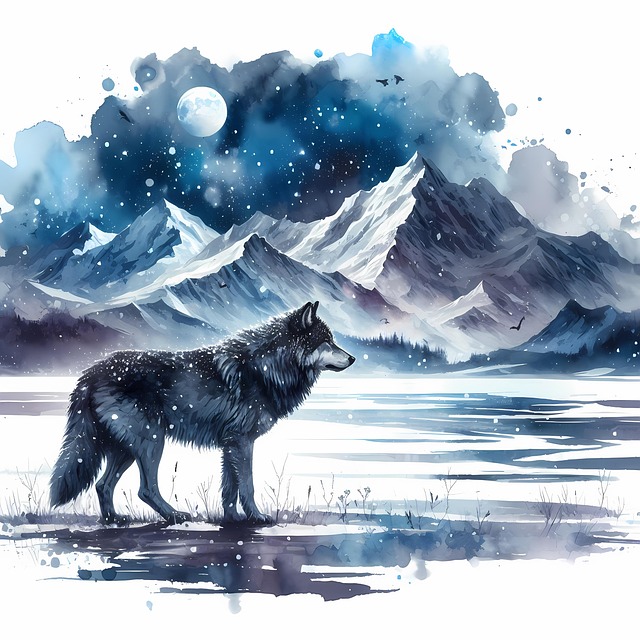 Free ai generated mountain winter illustration