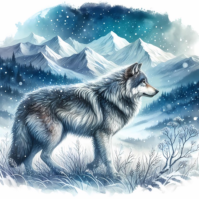 Free ai generated mountain winter illustration