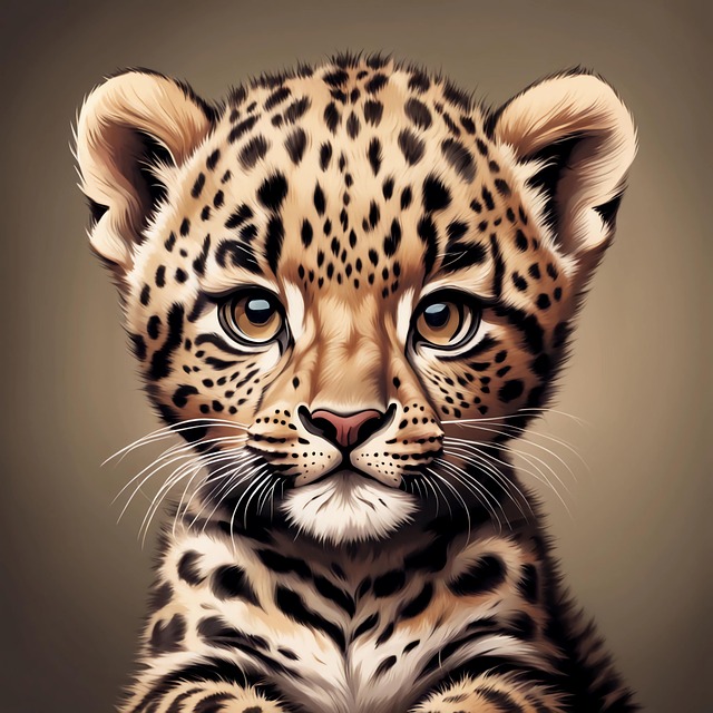 Free ai generated leopard cub illustration