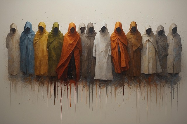 Free ai generated hooded figures cult illustration