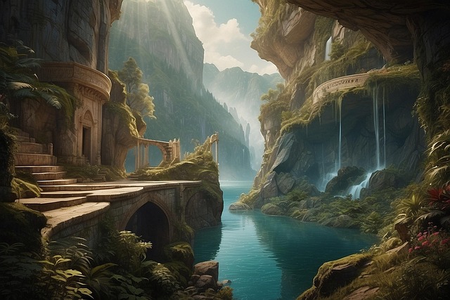 Free ai generated fantasy river illustration