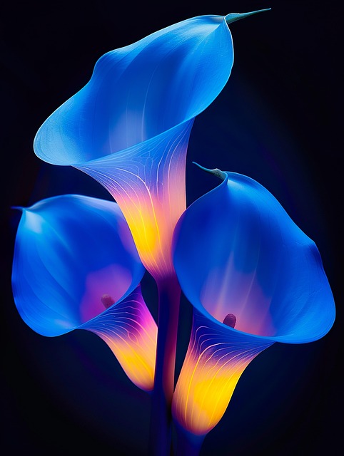 Free ai generated blue flowers illustration