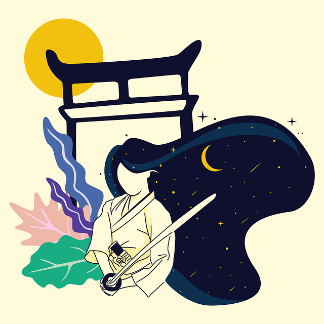 Free girl samurai warrior illustration