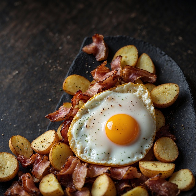 Free ai generated fried egg ham illustration