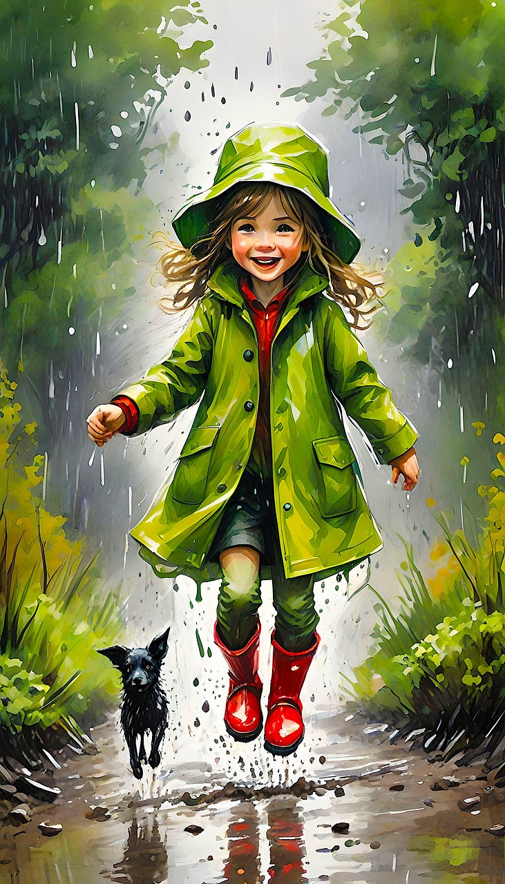 Download Girl, Rain, Dog. Royalty-Free Stock Illustration Image - Pixabay