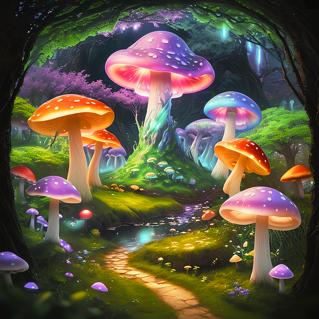 Free ai generated mushrooms fungi illustration