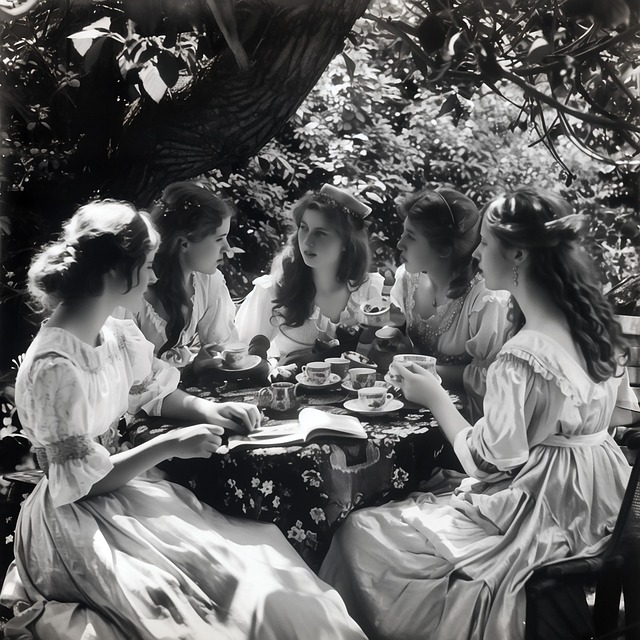 Free ai generated friends tea party illustration