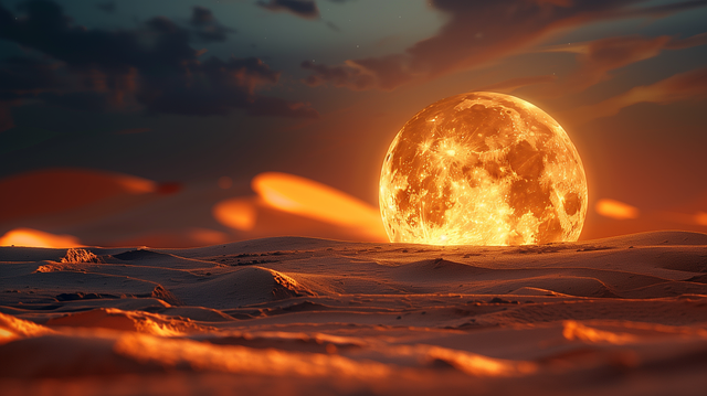 Ai Generiert, Mond, Wüste, Sand, Nacht
