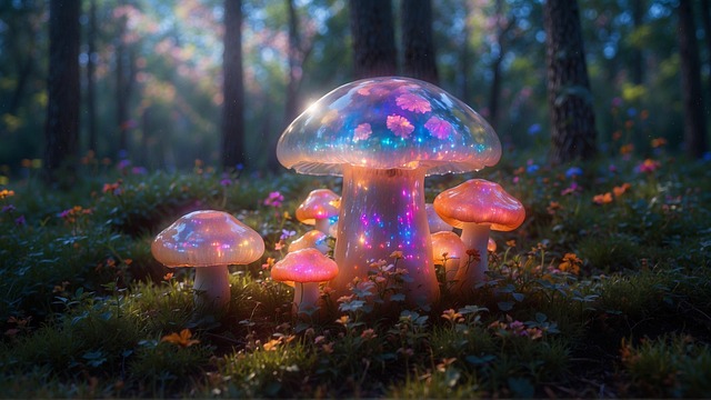 Free ai generated mushrooms hallucinogen illustration