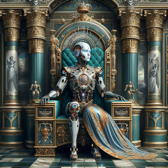 Free ai generated robot throne illustration