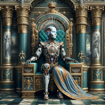 Ai Gerado, Robô, Trono, Rei, Real