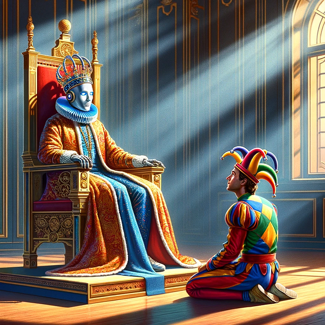 Free ai generated robot court jester illustration