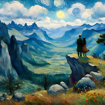 Paisaje, Pareja, Amantes, Amor