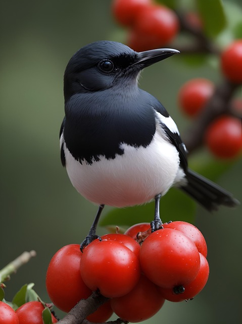 Ai Generiert, Elster, Beeren