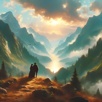 Paisaje, Pareja, Amantes, Amor