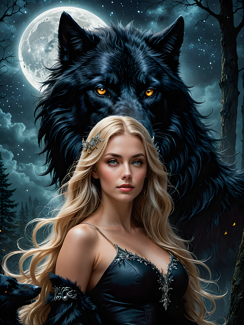 Free ai generated wolf woman illustration