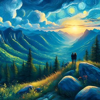 Paisaje, Pareja, Amantes, Amor