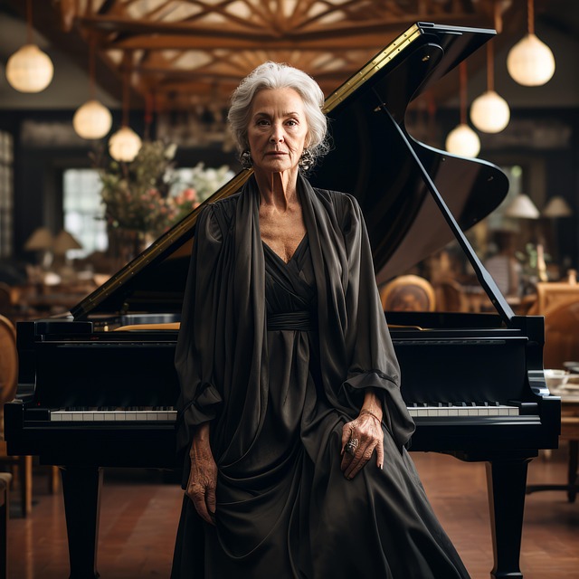 Free ai generated woman piano illustration