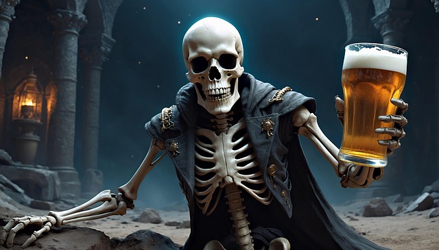 Free ai generated skeleton beer illustration