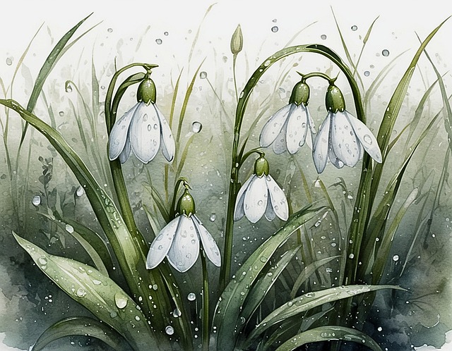 Free snowdrop nature flower illustration