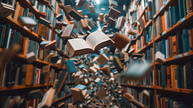 Free ai generated books library illustration
