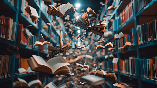 Free ai generated books library illustration