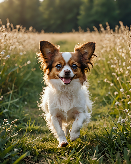 Free ai generated dog papillon illustration