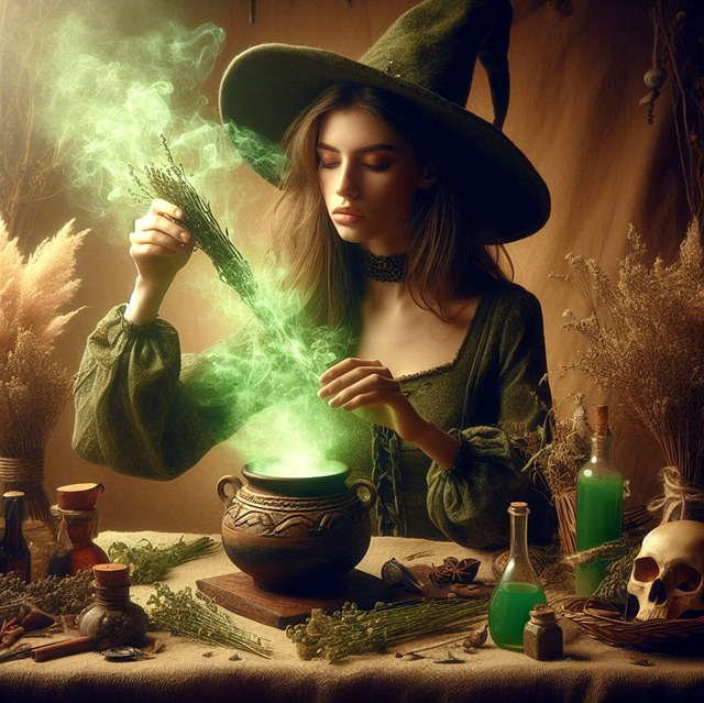 Free shaman magic potion cauldron illustration