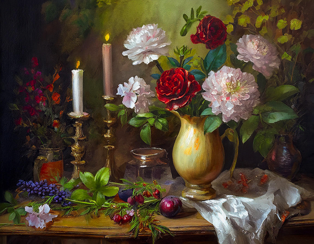 Free still-life painting flowers illustration