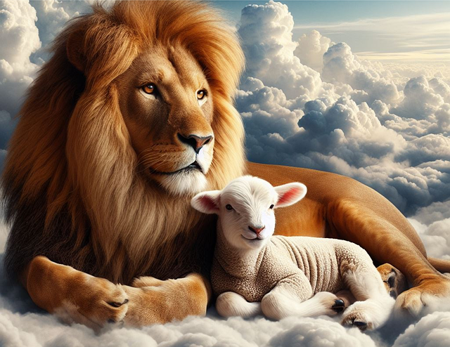 Free ai generated lion lamb illustration