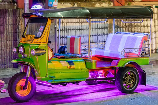 Tuktuk, Bangkok, Thailand, Farverig