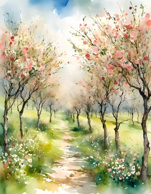 Download free HD stock image of Ai Generated Orchard Free ai generated orchard apples illustration