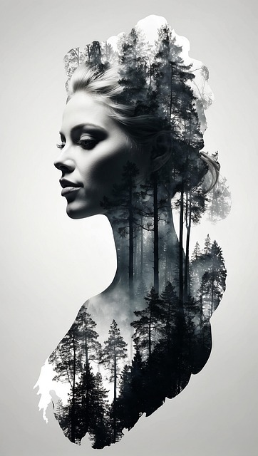 Free ai generated woman trees illustration