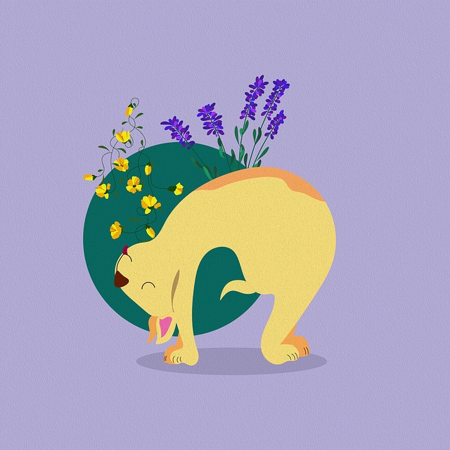 Free yoga nature dog illustration