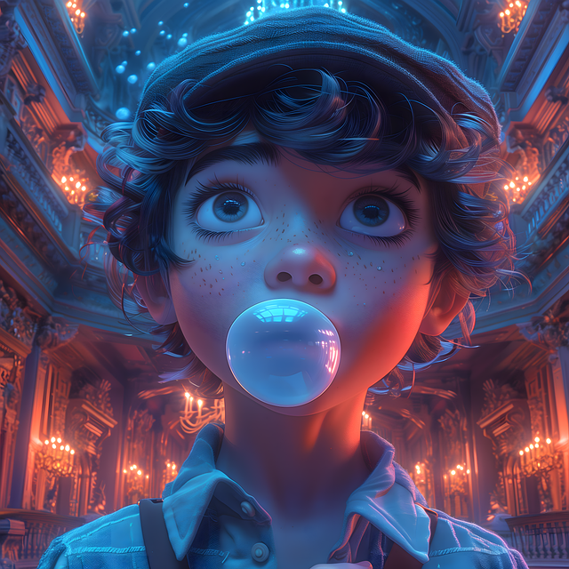 Free ai generated boy bubble gum illustration