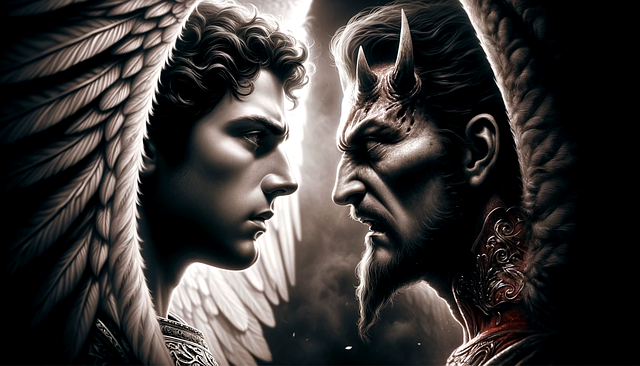 Free ai generated michael confronts evil fight against evil illustration
