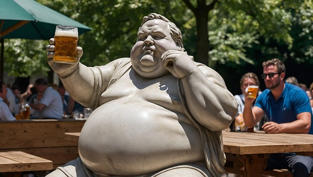 Free ai generated beer garden statue illustration