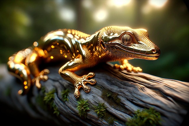 Free ai generated gecko gold illustration
