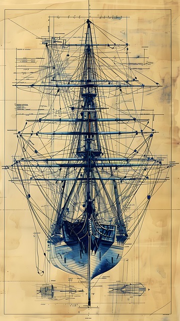 Free ai generated ship blueprint illustration