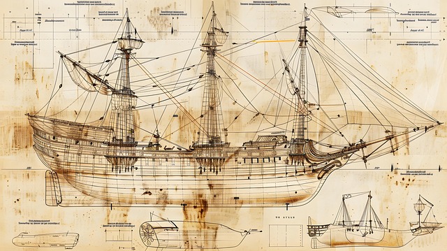 Free ai generated ship blueprint illustration