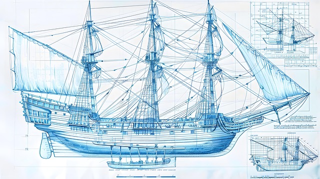 Free ai generated ship blueprint illustration