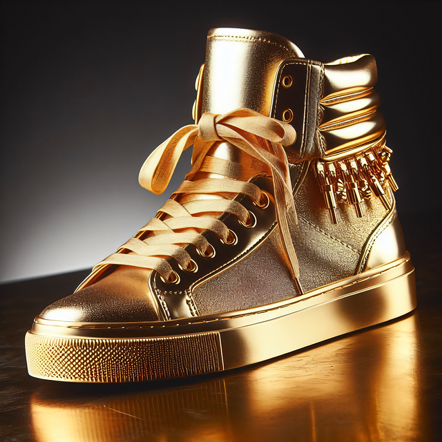 Download free HD stock image of Ai Generated Golden Free ai generated golden sneaker illustration