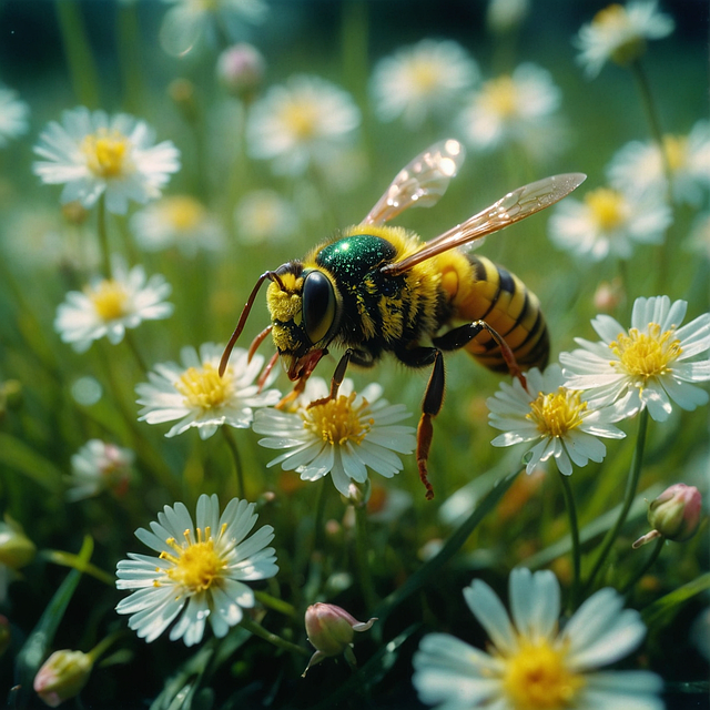 Download free HD stock image of Ai Generated Bee Free ai generated bee flowers illustration