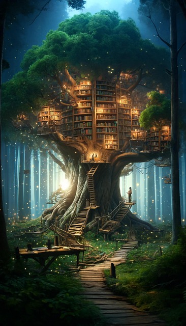 Free ai generated tree library illustration