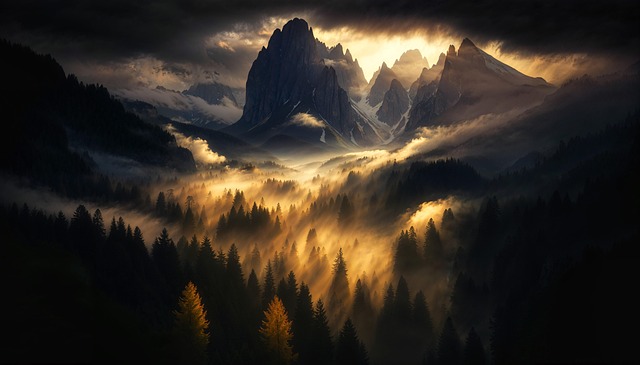 Free ai generated dawn mountains illustration