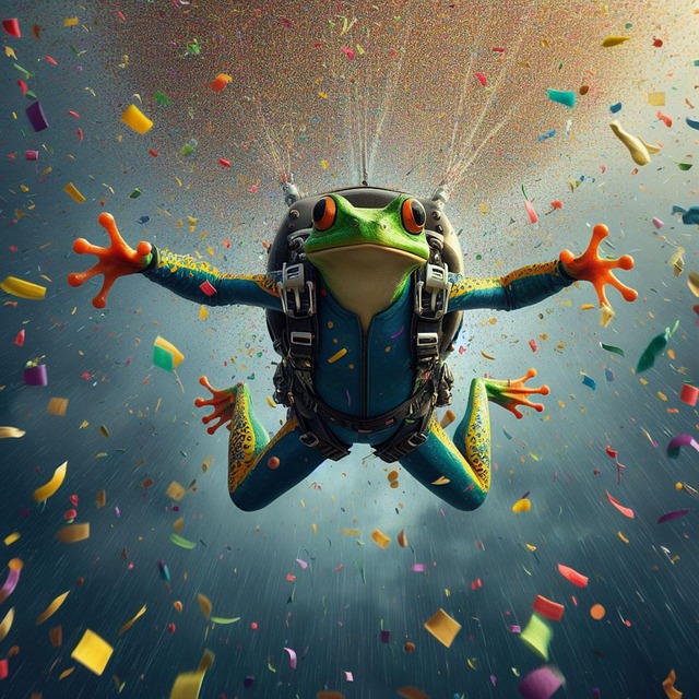 Free frog paratrooper toad illustration