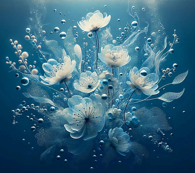 Free ai generated flowers bubbles illustration