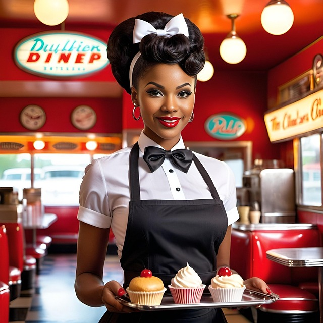 Free ai generated waitress restaurant illustration
