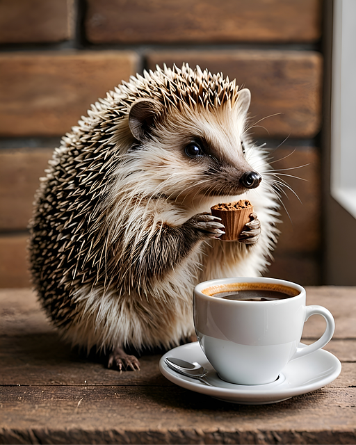 Free ai generated hedgehog coffee illustration